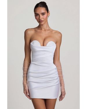 Oh Polly Ruched Corset Mini Dress - White