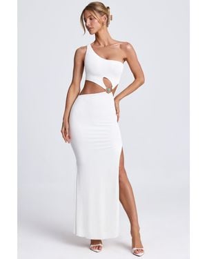 Oh Polly Hardware Detail One-Shoulder Maxi Dress - White