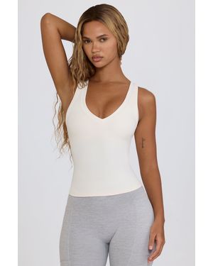BO+TEE Soft Active V-Neck Tank Top - White