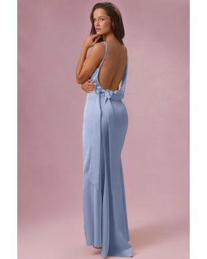 Oh Polly Satin Draped Bridesmaid Dress - Blue