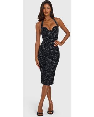 Oh Polly Halterneck Underwired Midi Dress - Black
