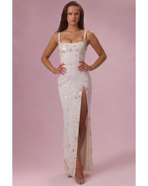 Oh Polly Embellished Corset Maxi Dress - White