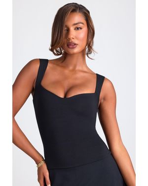 Oh Polly Modal Sweetheart-Neck Top - Black