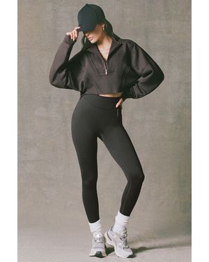 BO+TEE Cotton Jersey Acid Wash Cropped Sweatshirt - Black