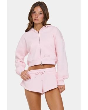 BO+TEE Oversized Zip-Up Hoodie - Pink
