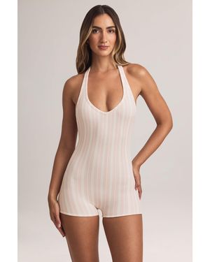 Oh Polly Modal Ribbed Backless Playsuit - Multicolour