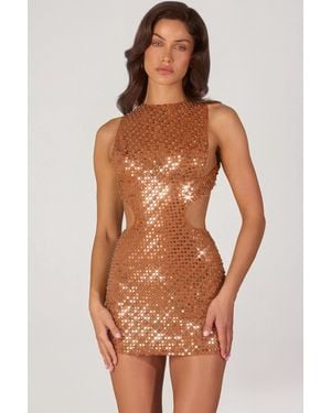 Oh Polly Embellished High-Neck Mini Dress - Multicolour