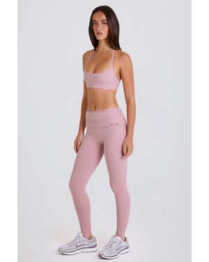 BO+TEE Foldover Mid-Rise Stirrup Leggings - Pink