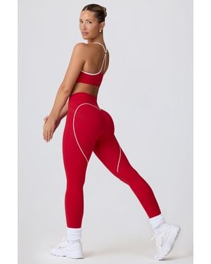 BO+TEE Soft Active Mid-Rise Leggings - Red