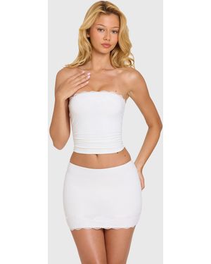 Oh Polly Modal Lace-Trim Midaxi Dress - White
