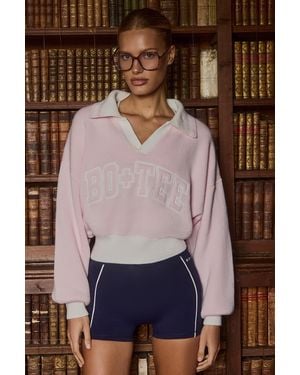 BO+TEE Cotton Jersey Oversized V-Neck Jumper - Pink