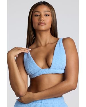 Oh Polly V Neck Fleece Bralette - Blue