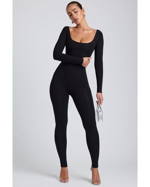 Oh Polly Modal Petite Scoop-Neck Cross-Back Jumpsuit - Black