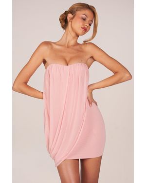 Oh Polly Bandeau Draped Mini Dress - Pink