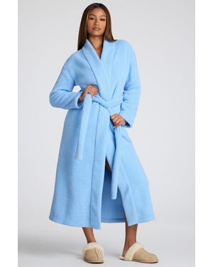 Oh Polly Tie Front Fleece Robe - Blue