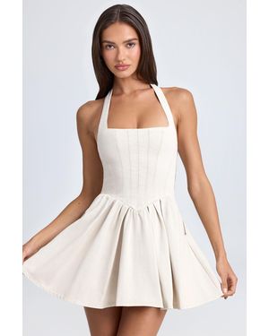 Oh Polly Halterneck Corset Micro Mini Dress - White