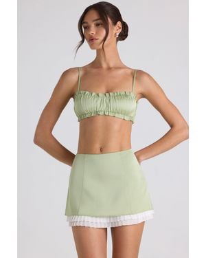 Oh Polly Layered Mid-Rise Mini Skirt - Green