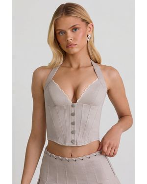 Oh Polly Halterneck Corset Top - Natural