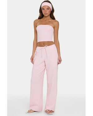 BO+TEE Ribbed Jersey Low-Rise Trousers - Pink