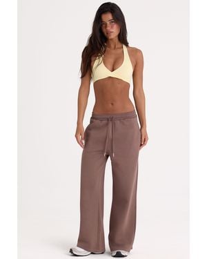 BO+TEE Brushed Jersey Wide-Leg Joggers - Brown