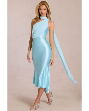 Oh Polly Scarf-Detail Midaxi Dress - Blue