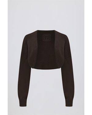 BO+TEE Ribbed-Knit Cropped Shrug - Black