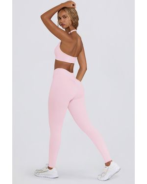 BO+TEE Brushed Jersey Ruched Mid-Rise Leggings - Pink