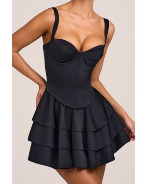 Oh Polly Satin Corset Mini Dress - Black