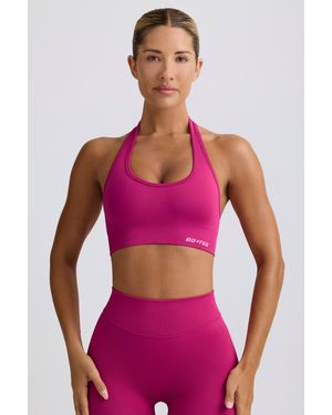 BO+TEE Define Luxe Halterneck Sports Bra - Purple