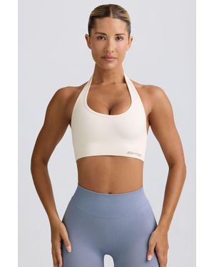 BO+TEE Define Luxe Halterneck Sports Bra - White