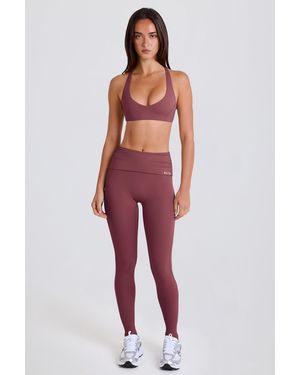 BO+TEE Foldover Mid-Rise Stirrup Leggings - Purple