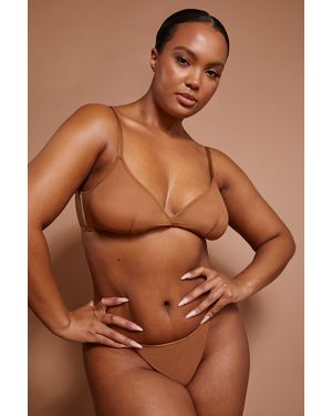 Oh Polly Soft Mesh Single Layer Triangle Bra - Natural