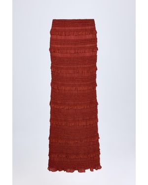 Oh Polly Ruffled Mid-Rise Maxi Skirt - Red