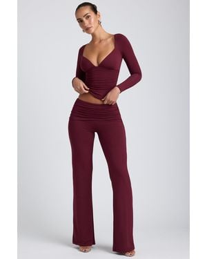 Oh Polly Mid-Rise Straight-Leg Trousers - Purple