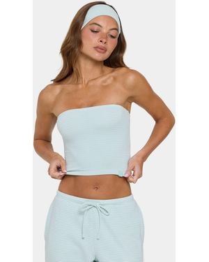BO+TEE Ribbed Jersey Bandeau Top - Green
