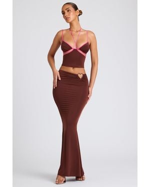 Oh Polly Mid Rise Maxi Skirt - Brown