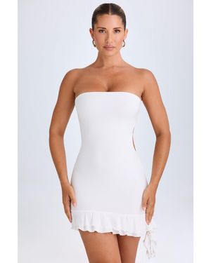 Oh Polly Ruffle-Trim Cut-Out Bandeau Mini Dress - White