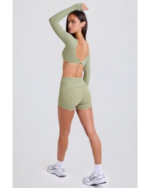 BO+TEE Foldover Mid-Rise Mini Shorts - Green