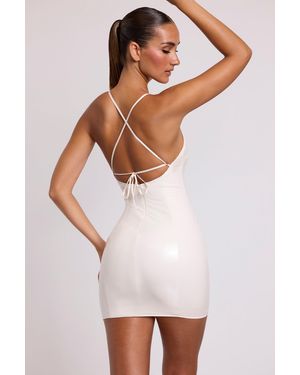 Oh Polly Vinyl Tie Back Scoop Neck Mini Dress - White