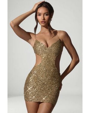 Oh Polly Embellished Cut-Out Mini Dress - Metallic
