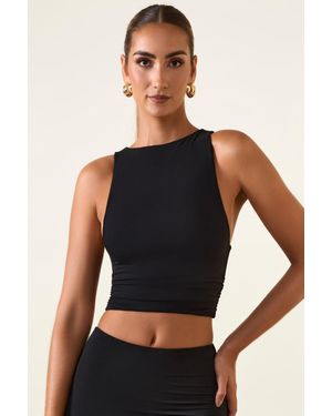 Oh Polly Modal Boat-Neck Tank Top - Black