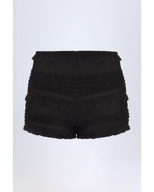 Oh Polly Ruffled Mid-Rise Shorts - Black
