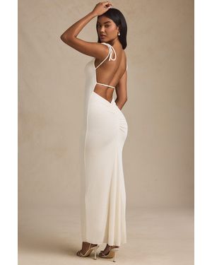Oh Polly Textured Jersey Backless Maxi Dress - White