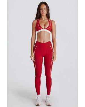 BO+TEE Soft Active Contrast Leggings - Red