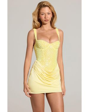 Oh Polly Embellished Corset Mini Dress - Yellow