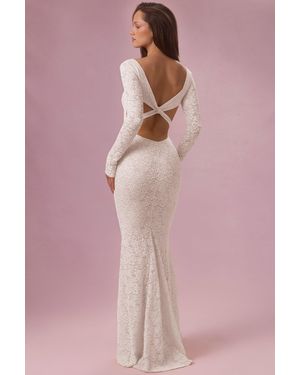 Oh Polly Lace Long-Sleeve Maxi Dress - White