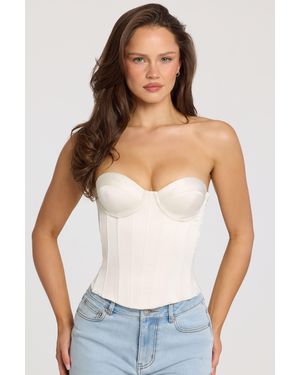 Oh Polly Satin Lace-Up Corset Top - White
