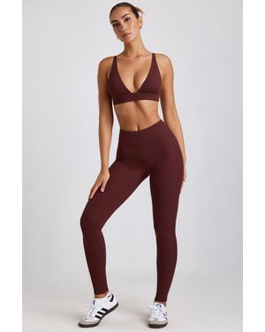 Oh Polly Ribbed Modal High Waist Leggings - Brown