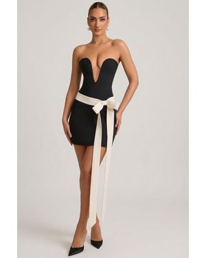 Oh Polly Strapless Bow-Detail A-Line Mini Dress - Black