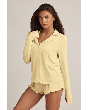 Oh Polly Modal Ruffle-Trim Pyjama Shorts - Yellow